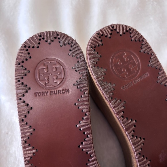 Tory Burch Brown Leather Patty Platform Wedge Sandals Size 7.5 - Picture 9 of 9
